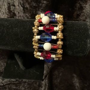Hand Crafted Patriotic Bead Bracelet, New